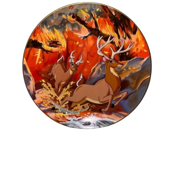 Disney Bambi "The Flight from the Fire" Collector Plate First Edition 1942 Japan - Picture 1 of 5